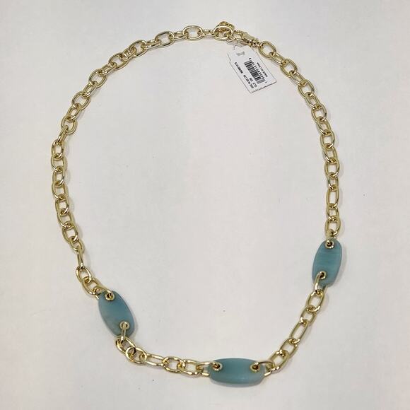 Kendra Scott Ashlyn Mixed Teal Amazonite 14k Yellow Gold Plated Chain Necklace - Picture 3 of 6